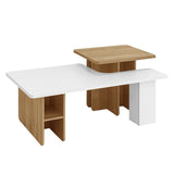U-Can Set of 2 Nesting Coffees Farmhouse,Rectangle Coffee Living Room,Wood Finish Coffee N724P294661K