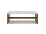 47.24" Whisper of Waves Modern Coffee Table, White Faux Marble Table Top w/ Solid Wood Veneered W2664P346444