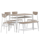 6-Piece Modern Dining Set for Home, Kitchen, Dining Room with Storage Racks, Rectangular Table, 14655245