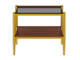 Set of 2 Rectangle End Table, Tempered Glass Tabletop with MDF layer, Modern Table for Living Room , W241P184252