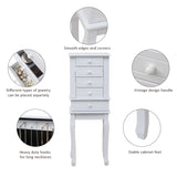 Standing Jewelry Armoire with Mirror, 5 Drawers & 14 Necklace Hooks, Jewelry Cabinet Chest with 96096796