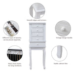 ZUN Standing Jewelry Armoire with Mirror, 5 Drawers & 14 Necklace Hooks, Jewelry Cabinet Chest with 96096796