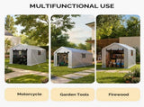 6x10 FT Storage Shed with 2 Roll-up Windows, Heavy Duty Bike Tent 13400346