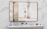 60"x40" Oversized Modern Rectangle Bathroom Mirror with walnut Frame Decorative Large Wall Mirrors W708P297606