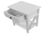 Side Intersection Style Bedside Table Coffee Table with Two-layer Drawer White 67677347
