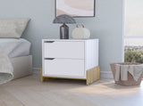 Ralston 2-Drawer Nightstand in White and Macadamia B062111736