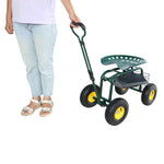 ZUN Garden trolley Rolling work chair with wheels, garden stool for planting, 360 degree swivel seat, W227P207221