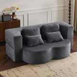 Queen Size Sofa Bed, Chenille Futon Sofa Couch, High-Density Foam Convertible Sleeper Sofa, W1829P280219