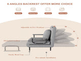 Folding Sofa Bed 5-in-1 Convertible Chair - 5-Position Adjustable Backrest with Pillow, Space-Saving 68109542