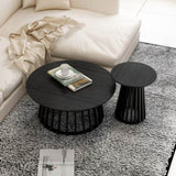 ZUN Round Coffee Table Set of 2, Grille Molding, Suitable for Bedroom, Living Room, Balcony W688116886