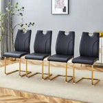 ZUN Black PU Dining Chair Set.Uniquely designed black dinings. PU material, paired with gold metal W2920P233520