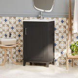 ZUN [Viedo] 20 Inch Modern Small Bathroom Vanity Cabinet With Ceramic Basin- 20*14.5*33.3 Inches,Ample N729P170386B