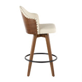 Ahoy Mid-Century Counter Stool in Walnut and Cream Faux Leather by LumiSource B202P222358