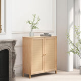 Mid-Century Modern Storage Cabinet with Woven Rattan Doors & Adjustable Shelves - Perfect for Living W3151P288911