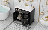 36" Bathroom Vanity with Sink, Black Vanity Cabinet with Flip-Out Drawer, 3 Drawers, 2 Soft-Close N725P283623B