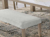 Zelalle Upholstered Bench, Light Gray Fabric with Rubberwood Legs T2574P507059