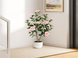 2 Pack Orange Artificial Camellia Tree with Blooming Flower - Pink 06699618
