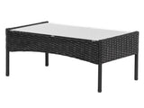 2pcs Arm Chairs 1pc Love Seat & Tempered Glass Coffee Table Rattan Sofa Set Black 42624106