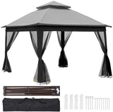 ZUN Outdoor 11x 11Ft Pop Up Gazebo Canopy With Removable Zipper Netting,2-Tier Soft Top Event W419P168166