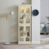 ZUN Lighted Glass Curio Display Cabinet,Display Cabinet,Glass Storage Cabinet Glass Wine cabinet Wood W2275P199812