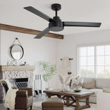 52" Outdoor Ceiling Fan Without Light, 3 ABS Blades Farmhouse Ceiling Fan with Remote Control W882P164176