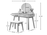Liannon Contemporary Wood Vanity and Stool Set, White T2574P164239