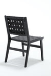 ZUN Hengming saddle leather woven dining chair, solid wood legs, suitable for dining and living W212106055