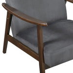 ZUN Mid-Century Modern Design 1pc Accent Chair Dark Gray Velvet Upholstery Dark Walnut Finish Wood, B011P256602