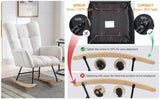 ZUN Rocking Chair Pocket, Soft Teddy Fabric Rocking Chair for Nursery, Comfy Wingback Glider Rocker W137294652