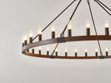 39.3 INCH Wood Wagon Wheel Chandelier Modern Farmhouse Pendant Light 20-Light Ceiling Hanging W5008P464781