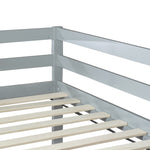 ZUN Solid Wooden, Rubber Wooden Twin Loft Bed with Ladder, Bed Platform of Strengthened Slats , Grey W504P190928