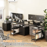 L Shaped Gaming Desk with File Drawer, 73" Reversible L Shaped Computer Desk with Power Outlet & LED 49101897