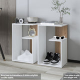 Everet 25" High 3-Tier Side Table Black White - Natural Oak B200P286974