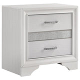White 2-drawer Nightstand with Hidden Jewelry Tray B062P145596