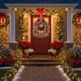 Christmas Pinecone Wreath 18x18x4.5" Timeless Red Frosted Wall Wall Hanging Berry Ring Holiday Door 39503145