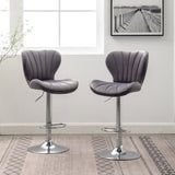 Ellston Upholstered Adjustable Swivel Barstools in Gray, Set of 2 T2574P165084