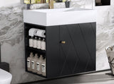20 Inch Bathroom Vanity with Ceramic Sink, Diamond Pattern Door Design, Gold Handle & Side Storage N725P314033B