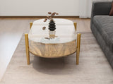 Oval shaped glass coffee table modern design, length 41 x width 21 x height 17 inches, for living W1727P356427