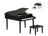 Black Kids Piano 30-Key Wood Toy Kids Grand Piano with Bench and Music Rack 65950282