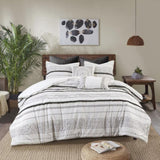 ZUN Cotton Printed Duvet Cover Set with Trims B03596487