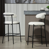 26'' Counter height bar stools Teddy fabric cover kitchen island counter bar stool with black powder W2215P196282