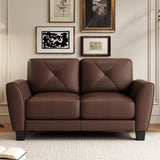 62" Genuine Leather match loveseat Living room coach Transitional sofa - Honey Brown W1896P175681