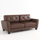 82" Genuine Leather match Two-Over-Two Sofa Living room coach Transitional sofa - Honey Brown W1896P175676