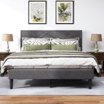 ZUN Queen Size Bed Frame with Storage Headboard, Platform Bed No Noise, Mattress Foundation Strong W2896P208861