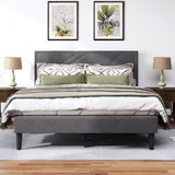 ZUN Queen Size Bed Frame with Storage Headboard, Platform Bed No Noise, Mattress Foundation Strong W2896P208861