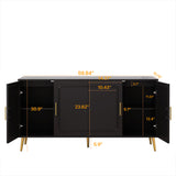59.84" Vintage Four-Door Cabinet, Plastic Rattan, Suitable For Living Room, Dining Room, W757P203147