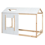Twin Size House Platform with Roof and Window , WhiteNatural WF312208AAN