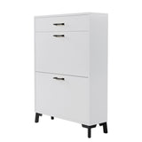 ZUN Shoe Storage Cabinet for Entryway, Free Standing Shoe Organizer with 2 Flip Drawers, Hidden Shoe 63092686