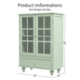 Minimalism Buffet Cabinet with Double Glass Doors and Drawer, Modern Wooden Storage Sideboard W2557P262926