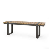 ZUN Outdoor Dining Bench, Gray + Natural 70498.00GRY